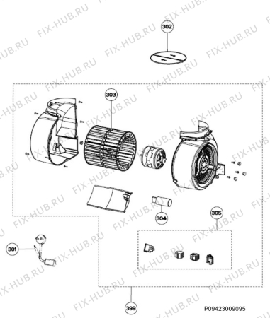 Взрыв-схема вытяжки Aeg X69454BV01 - Схема узла Motor